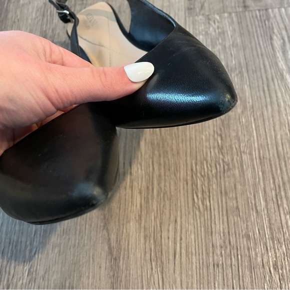 ALFANI Babbsy Black Leather Pointed Toe Slingback Kitten Heels - Picture 9 of 11